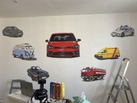 Malovaní aut na zeď dětský pokoj Most