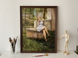 Ručně malovaný portrét "Smích" 45 × 59 cm