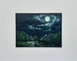 Luxusní miniaturní obraz "Úplněk" 17,8 × 13,1 cm