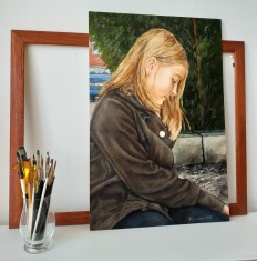 Ručně malovaný interiérový obraz "Tichá milost" 38 × 57 cm