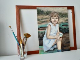 Dětský portrét na zakázku "Veronika" 35 × 49 cm