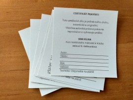 Štítek Certifikát pravostí, minimální množství k objednaní je 100 ks