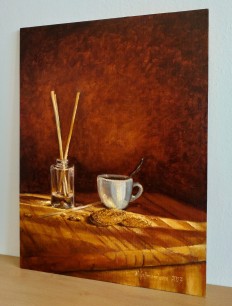 Obraz zátiší na plátně "Káva se sušenkami" 29 × 39 cm