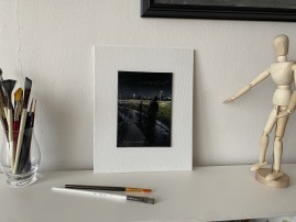 Impresionistická miniaturní olejomalba "Kyprská noc" 13 × 18 cm