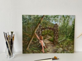 Žánrový portrét na plátně "Obnovuji Bořenskou bránu" 51 × 38 cm