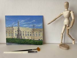 Obraz krajiny z plenéru "Lázně Kyselka" 30 × 24 cm
