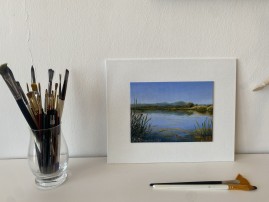 Miniaturní obraz krajiny "Letní jezírko" 19 × 14 cm