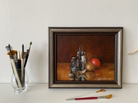 Obraz ručně malovaný olejem na plátně "Zátiší se zeleninou" 30 × 24 cm