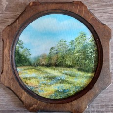 Ručně malovaný obraz "Na okraji města" 15 × 15 cm
