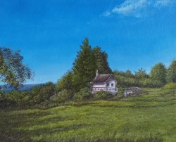 Kresba pod olejomalbou "Chalupa pod Bořenem" 42 × 34 cm