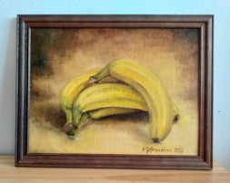 Obraz na plátně "Zátiší s banány" 24 × 18 cm