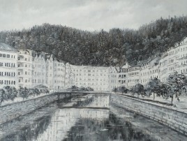 Karlovy Vary, černobílý