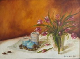 Zarámovaný obraz "Zátiší s tulipány" 42,5 × 29,5 cm