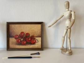 Obraz malovaný olejem na plátně "Zátiší s rajče" 24 × 18 cm