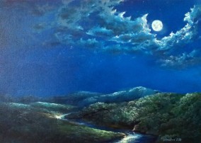 Ručně malovaný interiérový obraz "Úplněk" 69 × 49 cm