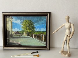 Zarámovaný obraz olejem "Těsně před bouří" 39 × 29 cm