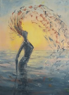 Abstraktní ručně malovaný obraz "Klid duše" 44,5 × 59,5 cm