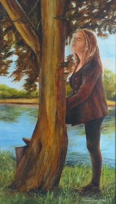 Portrét na plátně "Ve stínu" 34 × 59 cm
