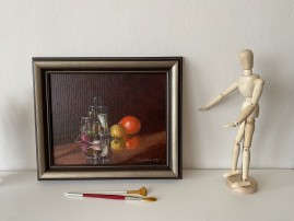 Klasický ručně malovaný obraz "Zátiší se ředkvičkou" 30 × 24 cm