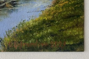 Miniaturní žánrový obraz "Závod Bílina plná lodí" 19 × 14 cm