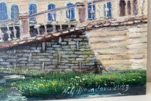 Ručně malovaný obraz "Zaniklé lázní" 30 × 24 cm