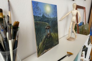 Obraz na plátně "Kaplička. Žižkovo údolí." 24 × 30 cm