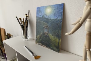 Obraz na plátně "Kaplička. Žižkovo údolí." 24 × 30 cm