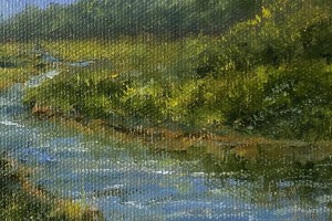 Obraz krajiny olejem "Letní břeh" 18 × 13 cm