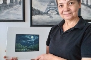 Luxusní miniaturní obraz "Úplněk" 17,8 × 13,1 cm