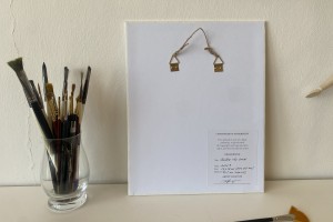 Ručně malovaná miniaturní olejomalba "Pod sněhem" 13 × 18 cm