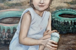 Dětský portrét na zakázku "Veronika" 35 × 49 cm