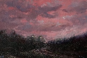 Miniaturní obraz na zeď "Západ slunce u Bíliny" 18 × 13 cm