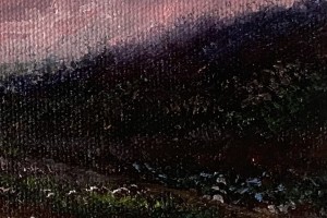 Miniaturní obraz na zeď "Západ slunce u Bíliny" 18 × 13 cm