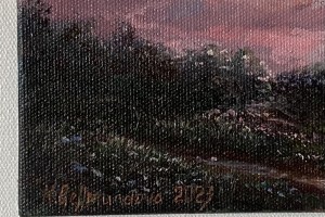 Miniaturní obraz na zeď "Západ slunce u Bíliny" 18 × 13 cm