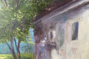 Obraz městské krajiny "Ráno po dešti" 40 × 40 cm