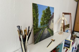 Obraz městské krajiny "Ráno po dešti" 40 × 40 cm
