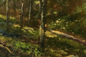 Ručně malovaná miniaturní krajina "Bořeňská zahrada" 18 × 13 cm