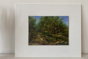 Ručně malovaná miniaturní krajina "Bořeňská zahrada" 18 × 13 cm
