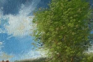 Ručně malovaná miniatura olejem "Těsně před bouří" 19,6 × 15,5 cm