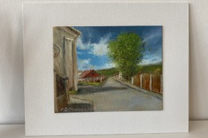 Ručně malovaná miniatura olejem "Těsně před bouří" 19,6 × 15,5 cm