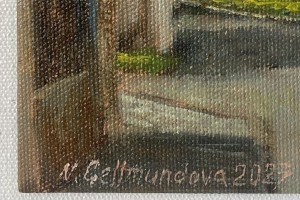Ručně malovaná miniatura olejem "Těsně před bouří" 19,6 × 15,5 cm