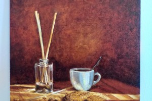 Obraz zátiší na plátně "Káva se sušenkami" 29 × 39 cm