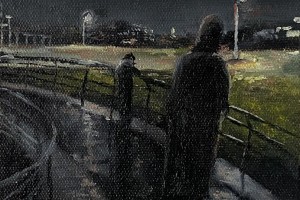Impresionistická miniaturní olejomalba "Kyprská noc" 13 × 18 cm