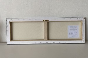 Zimní olejomalba "Měsíčná noc na Bořeňské zahradě", 60 × 20 cm.