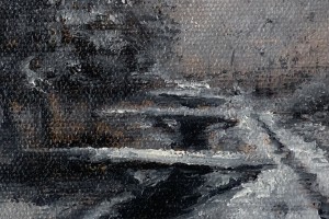 Ručně malovaný obraz olejem "Žižkovo údolí" 13 × 18 cm