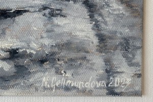 Ručně malovaný obraz olejem "Žižkovo údolí" 13 × 18 cm