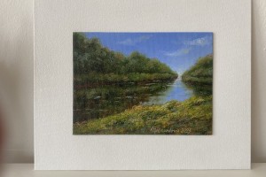 Miniaturní obraz olejem "Na březích Irtyše" 19 × 14 cm