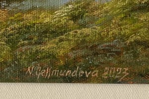 Miniaturní obraz olejem "Na březích Irtyše" 19 × 14 cm