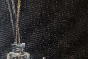 Ručně malovaný obraz zátiší "Káva a sušenky" 13,2 × 18 cm