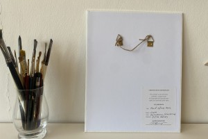 Obraz krajiny "Jezírko po dešti" 14,5 × 19,5 cm